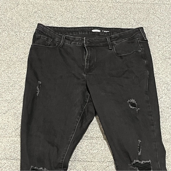 Old Navy Jeans Womens 12 Long Black Pop Icon Skinny Denim Distressed Mid Rise - Picture 2 of 10